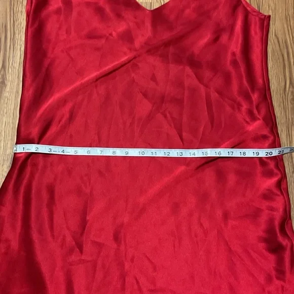 Vintage cross back Elegant Red Satin Slip Dress lingerie sleepwear maxi - Picture 8 of 9